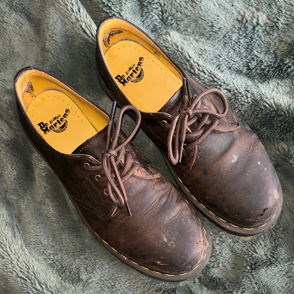 Dr. Martens Dark Brown Leather 3-Eye Derby Shoes